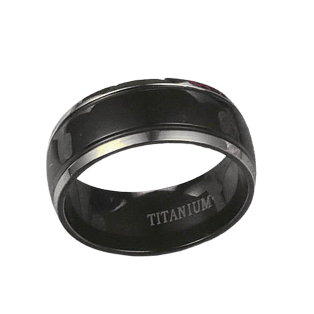 8mm Men Ring Letter Polished Black Cool Fashion Appearance Finger Ring for Wedding Image 7