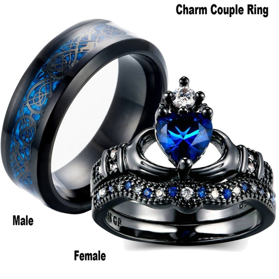 Women Ring Shiny Rhinestone Stainless Lightweight Couple Finger Ring for Valentines Day Image 1