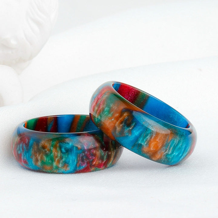 Wide Smooth Resin Lady Ring Colorful Cloud Thick Ring Jewelry Accessory Image 1