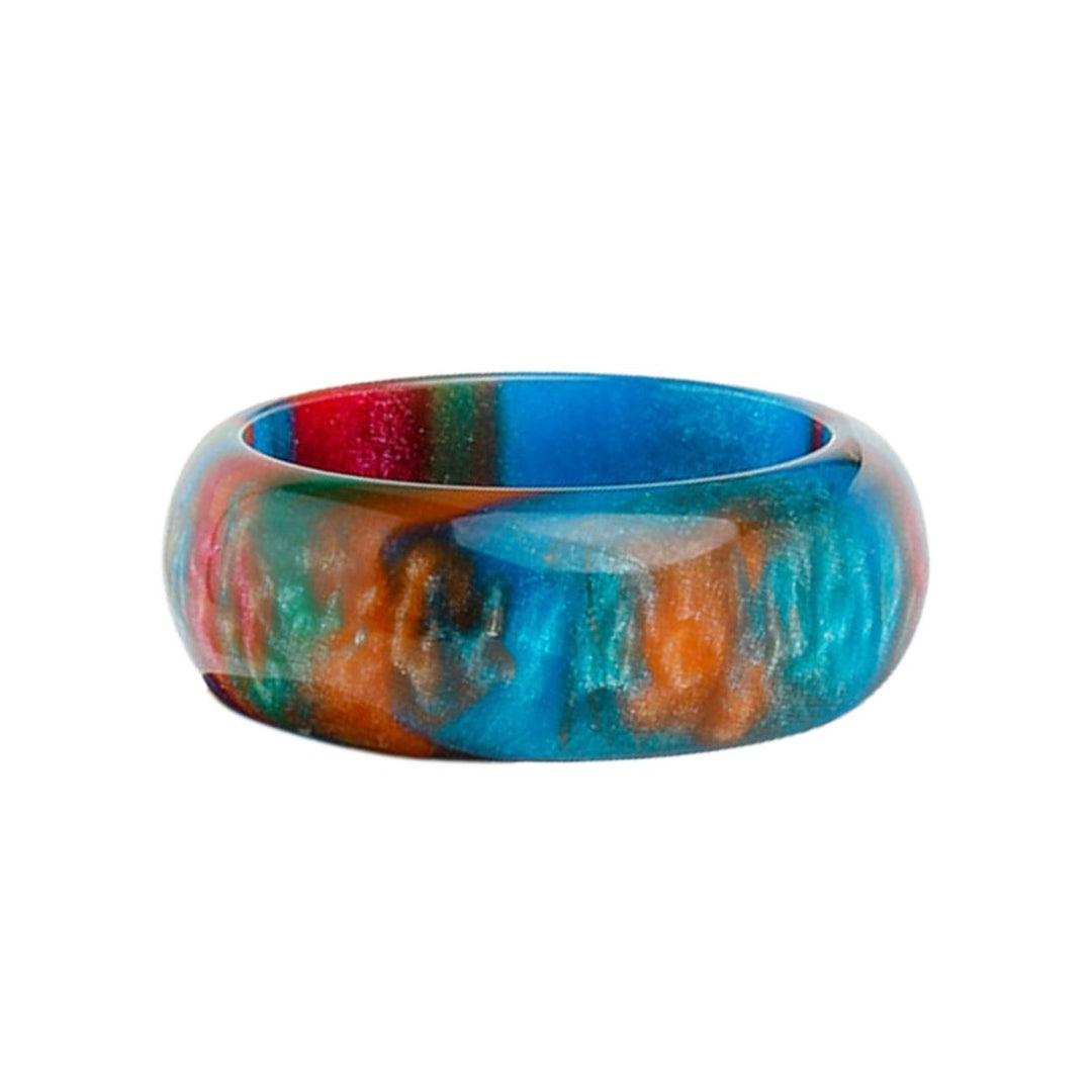 Wide Smooth Resin Lady Ring Colorful Cloud Thick Ring Jewelry Accessory Image 8