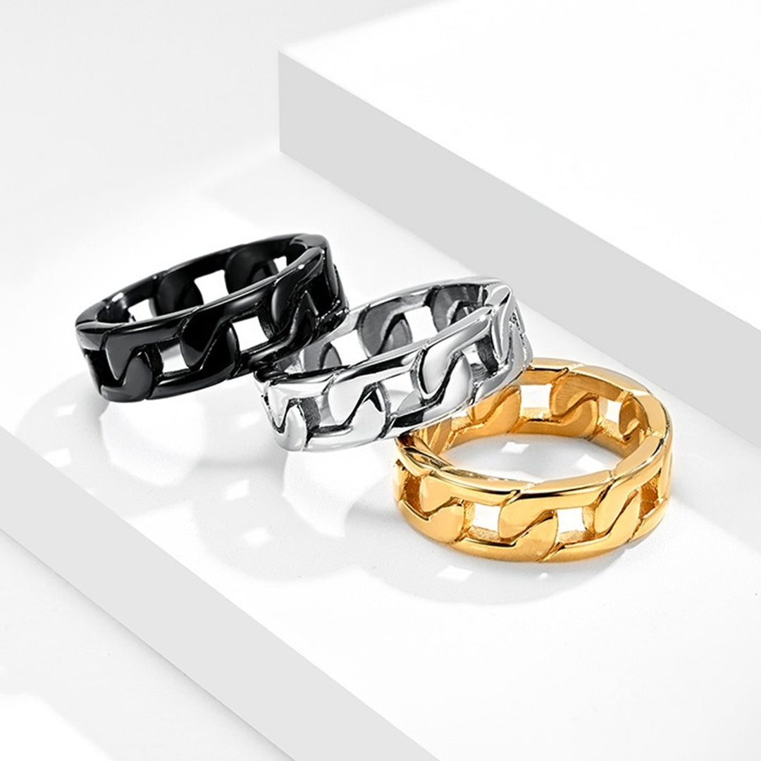 Couple Ring Cuban Link Hip Hop Men Women Cool Bright Luster Finger Ring Jewelry Gifts Image 1