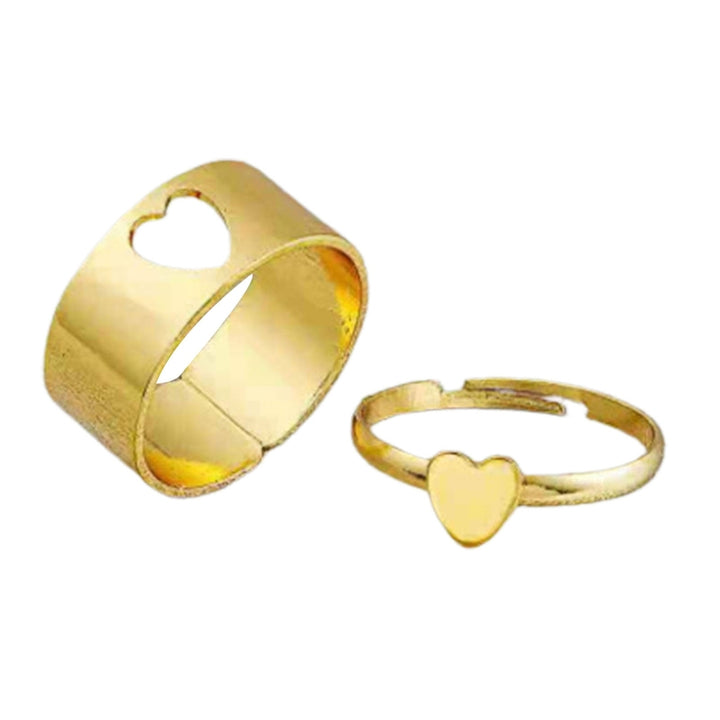 2 Pcs/Set Couple Ring Solid Color Matching Ring Punk Style Moon Shape Wedding Ring Birthday Gift Image 4