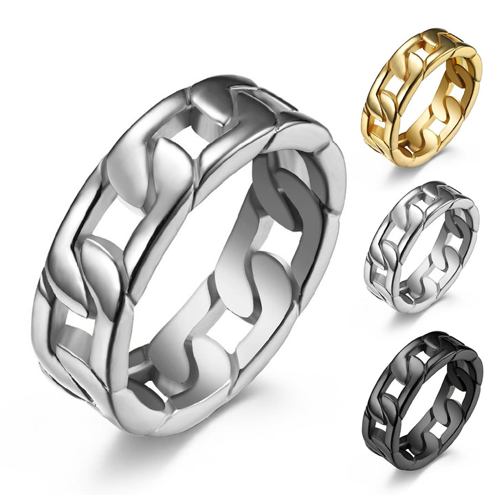 Couple Ring Cuban Link Hip Hop Men Women Cool Bright Luster Finger Ring Jewelry Gifts Image 8