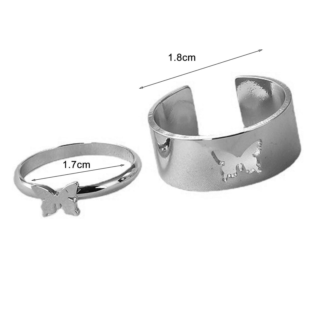 2 Pcs/Set Couple Ring Solid Color Matching Ring Punk Style Moon Shape Wedding Ring Birthday Gift Image 11