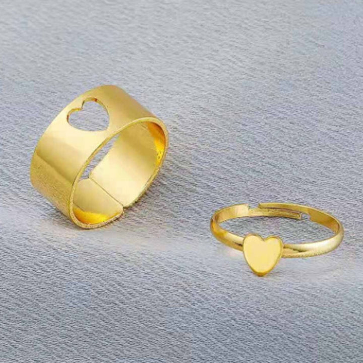 2 Pcs/Set Couple Ring Solid Color Matching Ring Punk Style Moon Shape Wedding Ring Birthday Gift Image 12