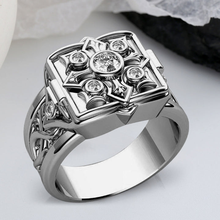 Men Ring Box Shape with Lid Jewelry Geometric Flip Flop Finger Ring Birthday Gifts Image 2