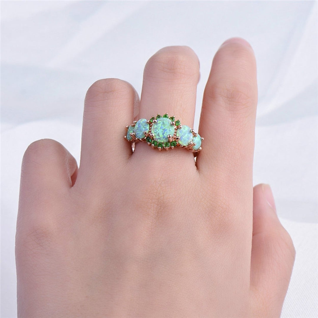 Women Ring Geometric Faux Gem Jewelry Electroplating Bright Luster Ring for Wedding Image 1