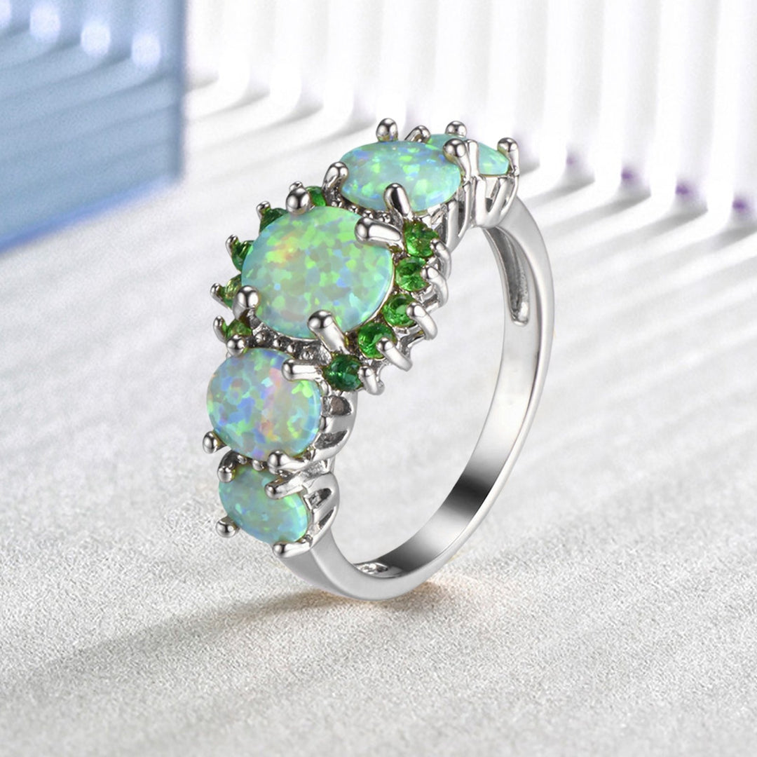 Women Ring Geometric Faux Gem Jewelry Electroplating Bright Luster Ring for Wedding Image 7