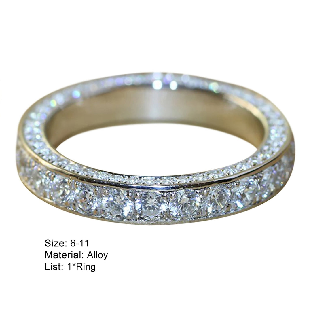 Wedding Ring Round Shiny Non-Fading Rhinestone Inlaid Symmetric Finger Circlet Bridal Jewelry Image 12