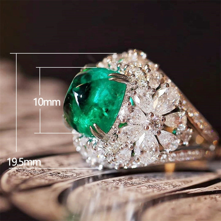 Retro Women Ring Inlaid Green Square Rhinestone Finger Ring for Anniversary Image 6