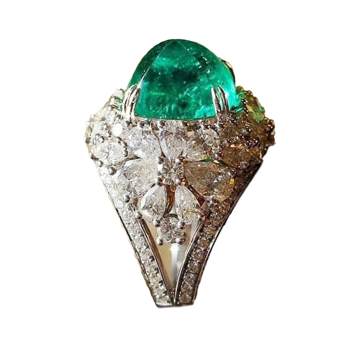 Retro Women Ring Inlaid Green Square Rhinestone Finger Ring for Anniversary Image 7