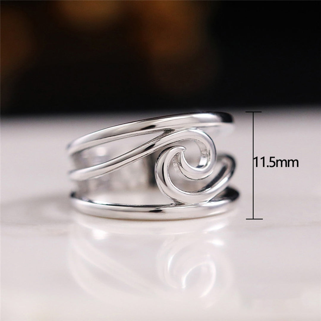 Women Ring Electroplating Lightweight Artistic Wave Design Finger Ring for Party Image 6