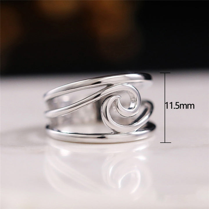 Women Ring Electroplating Lightweight Artistic Wave Design Finger Ring for Party Image 6