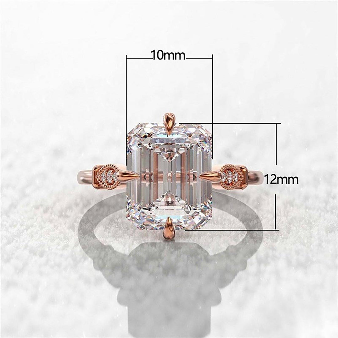 Classic Women Ring Rose Gold Inlaid Faux Crystal Finger Ring Jewelry Accessories Image 6