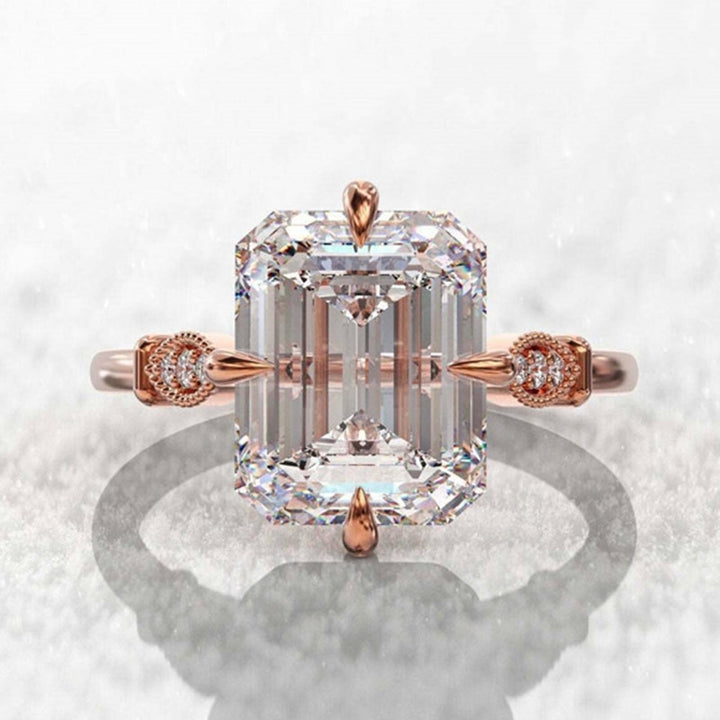 Classic Women Ring Rose Gold Inlaid Faux Crystal Finger Ring Jewelry Accessories Image 8