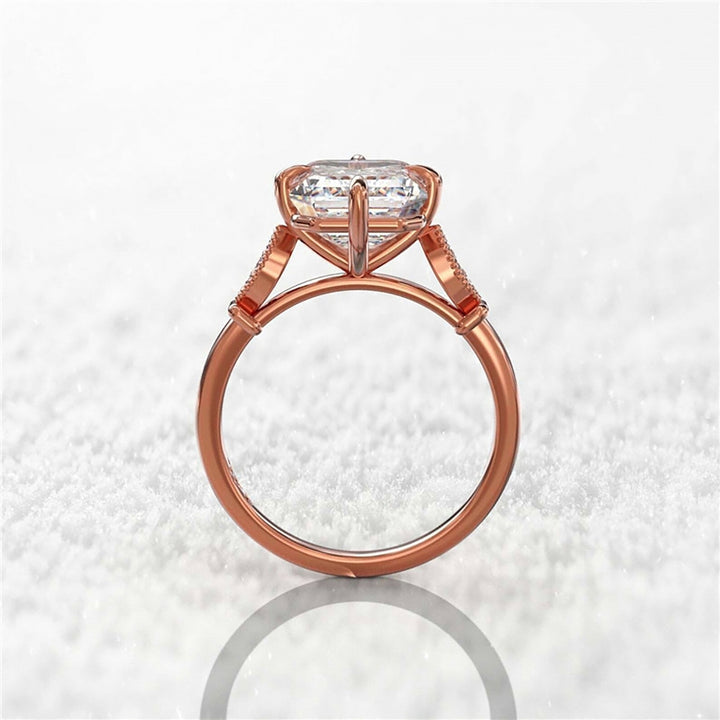 Classic Women Ring Rose Gold Inlaid Faux Crystal Finger Ring Jewelry Accessories Image 9