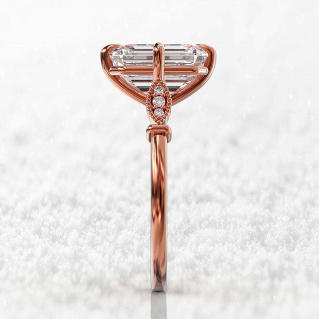 Classic Women Ring Rose Gold Inlaid Faux Crystal Finger Ring Jewelry Accessories Image 10