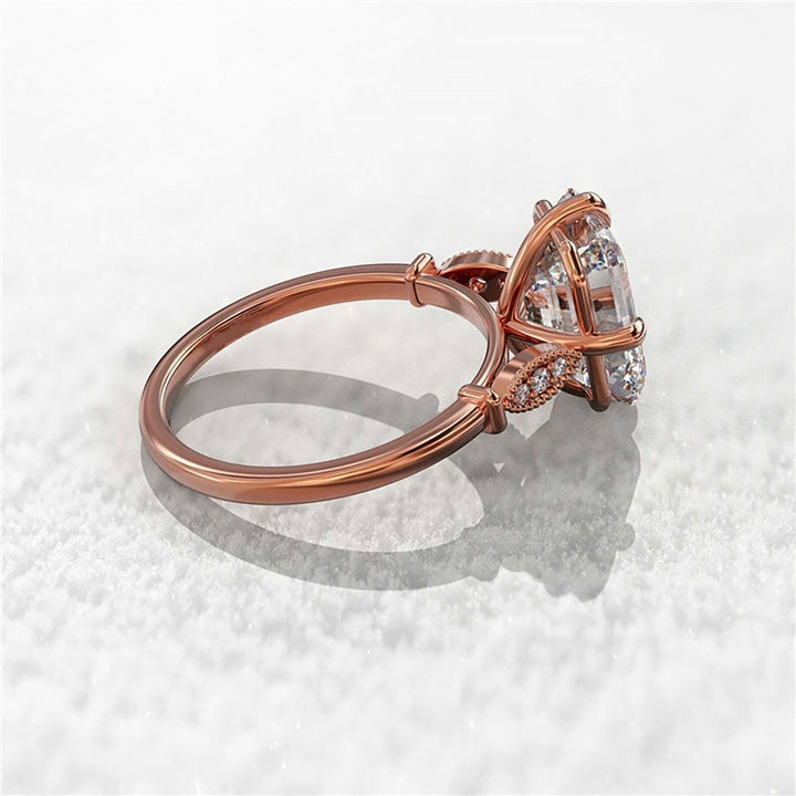 Classic Women Ring Rose Gold Inlaid Faux Crystal Finger Ring Jewelry Accessories Image 11