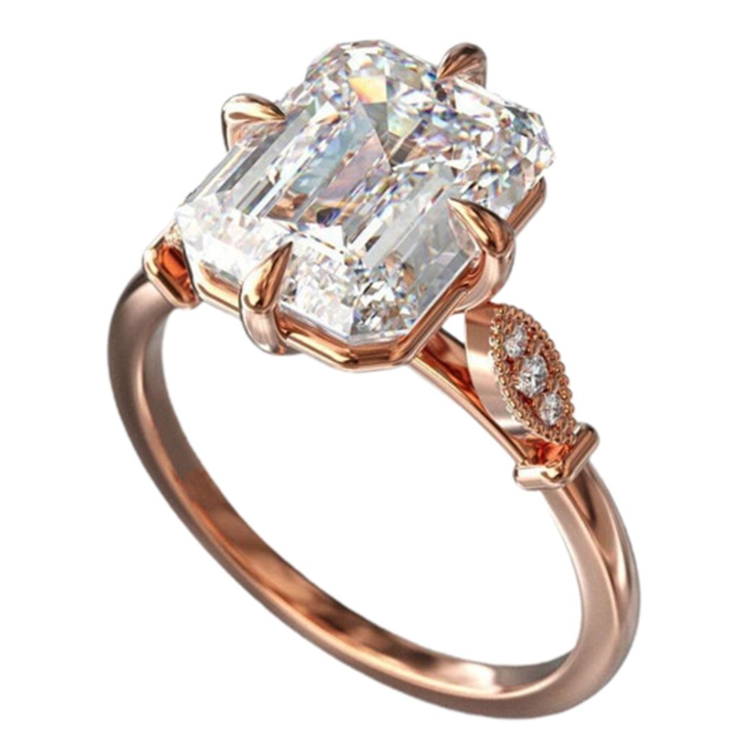 Classic Women Ring Rose Gold Inlaid Faux Crystal Finger Ring Jewelry Accessories Image 1