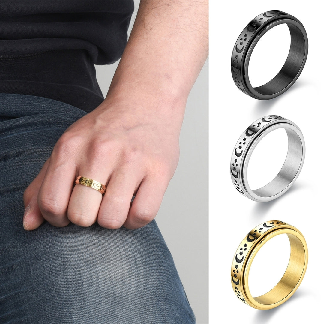 Men Finger Ring Exquisite Hip-hop Style Rotary Moon Star Curved Knuckle Knuckle Ring Ring Male Jewelry Image 2