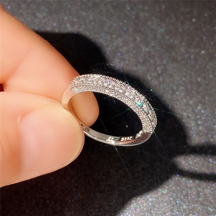 Unisex Ring Round Cubic Zirconia Jewelry Shining Bright Luster Finger Ring Valentines Day Gift Image 4