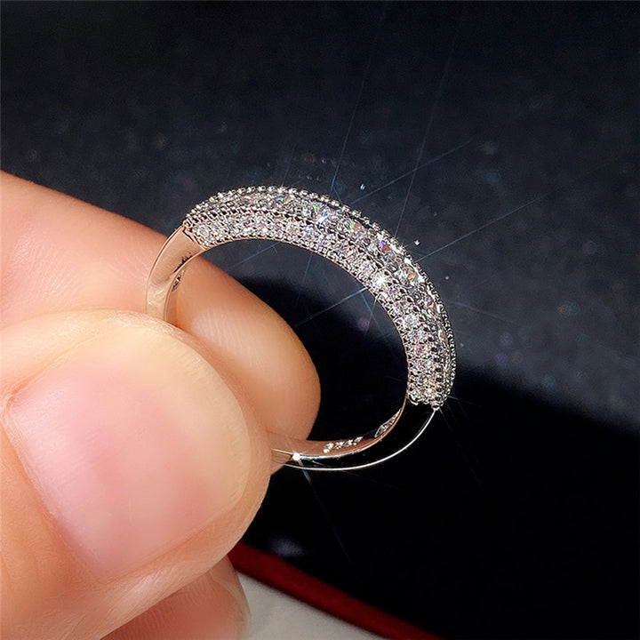 Unisex Ring Round Cubic Zirconia Jewelry Shining Bright Luster Finger Ring Valentines Day Gift Image 4