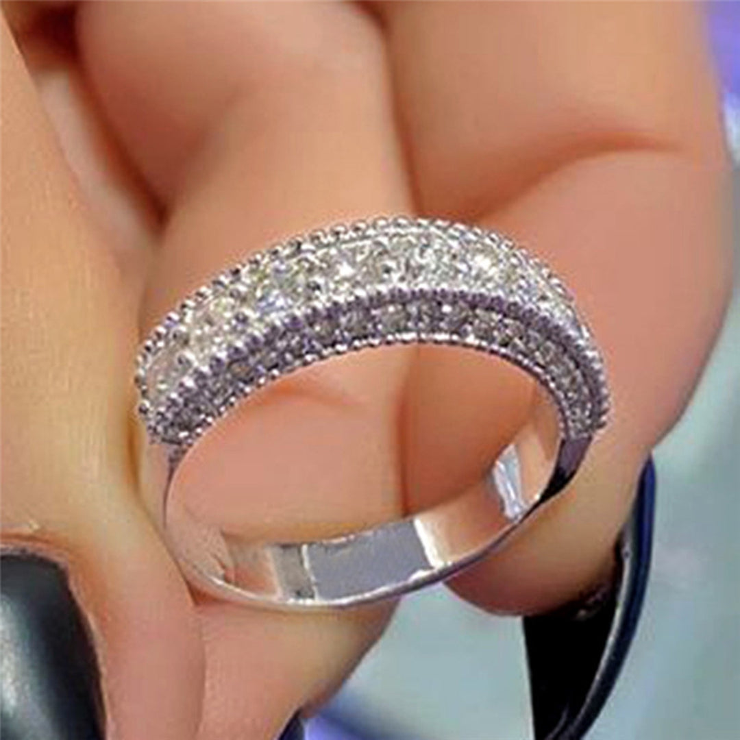 Unisex Ring Round Cubic Zirconia Jewelry Shining Bright Luster Finger Ring Valentines Day Gift Image 7