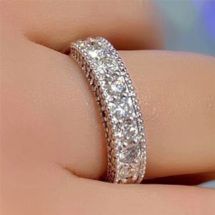 Unisex Ring Round Cubic Zirconia Jewelry Shining Bright Luster Finger Ring Valentines Day Gift Image 8