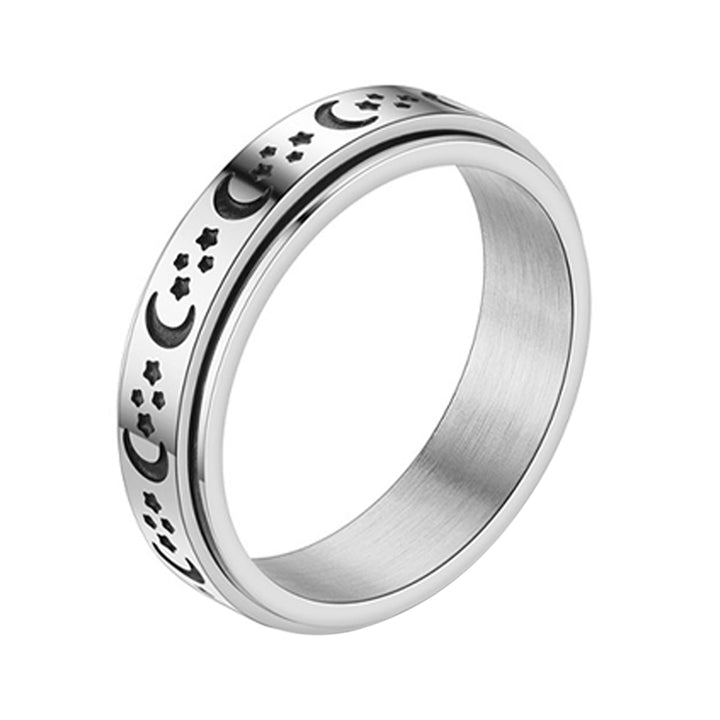 Men Finger Ring Exquisite Hip-hop Style Rotary Moon Star Curved Knuckle Knuckle Ring Ring Male Jewelry Image 12