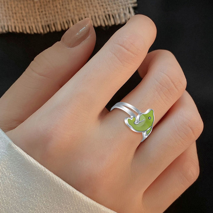 Adjustable Cute Bright Luster Women Ring Dolphin Temperature Change Color Mood Ring Jewelry Accessories Image 3