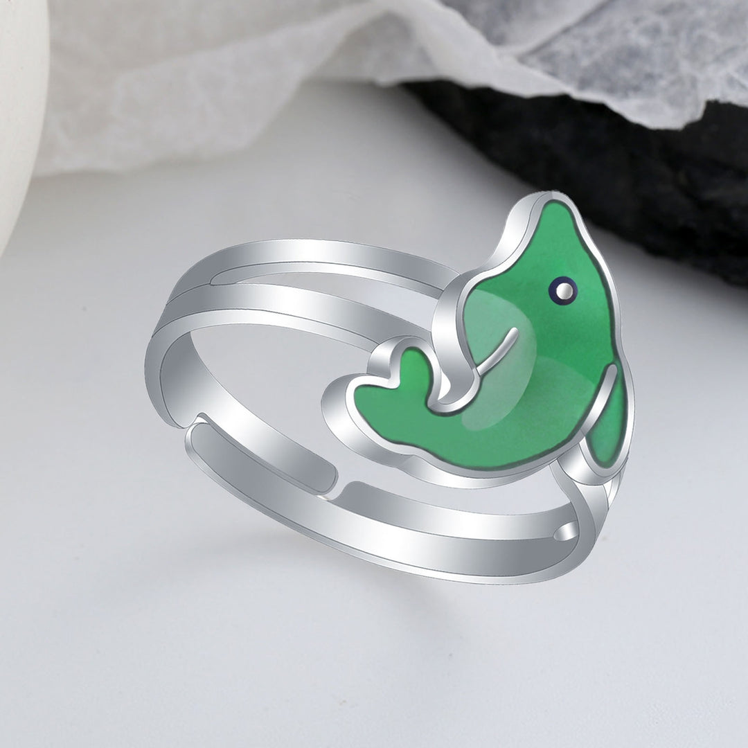 Adjustable Cute Bright Luster Women Ring Dolphin Temperature Change Color Mood Ring Jewelry Accessories Image 4
