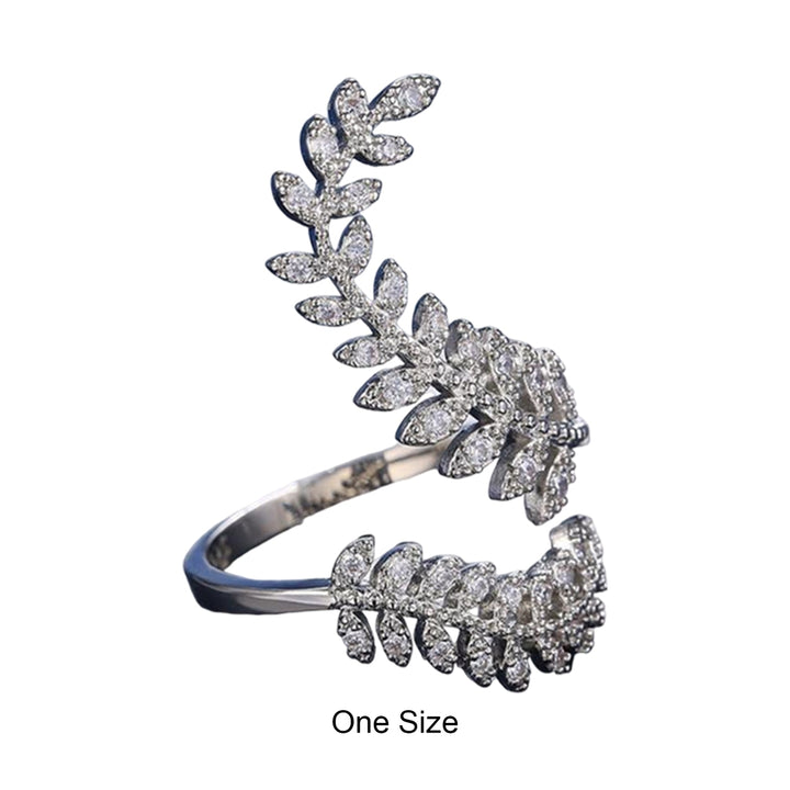 Knuckle Ring Silver Color Graceful Opening Leaf Shape Adjustable Wedding Finger Ring Gift Image 6