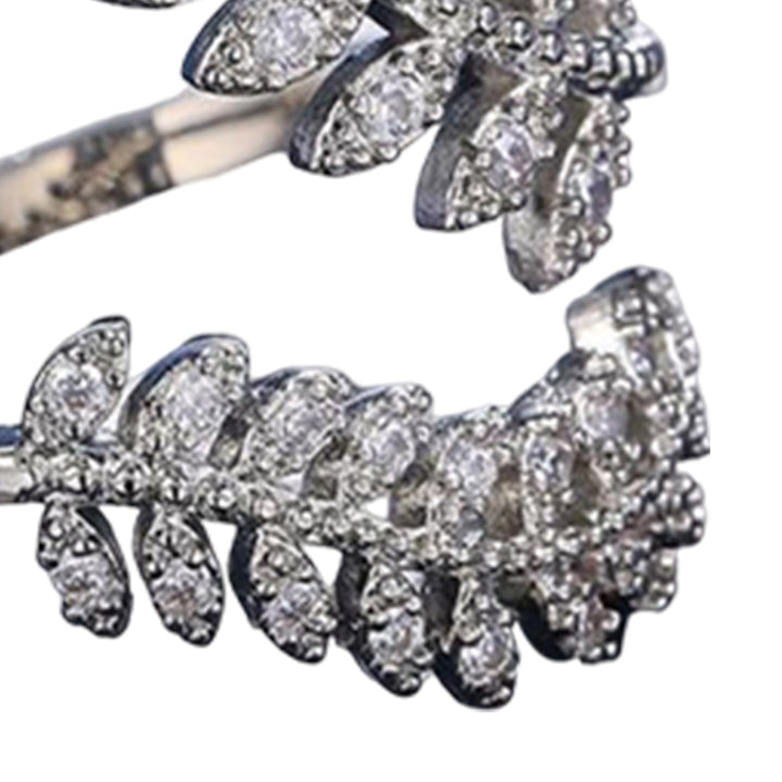 Knuckle Ring Silver Color Graceful Opening Leaf Shape Adjustable Wedding Finger Ring Gift Image 11