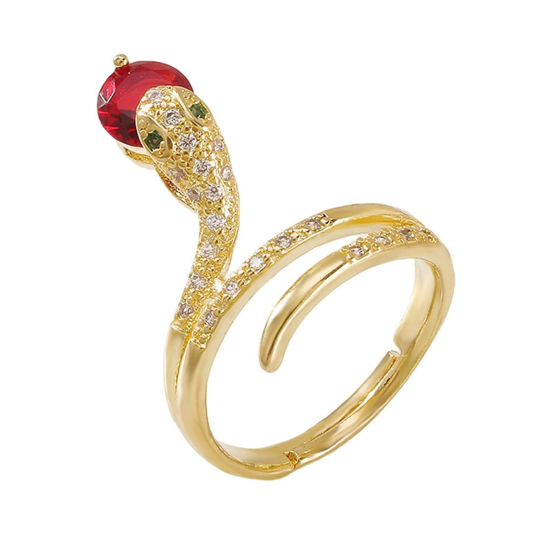 Women Ring Shining Irregular Artistic Geometric Inlaid Snake Shape Finger Ring for Party Image 3