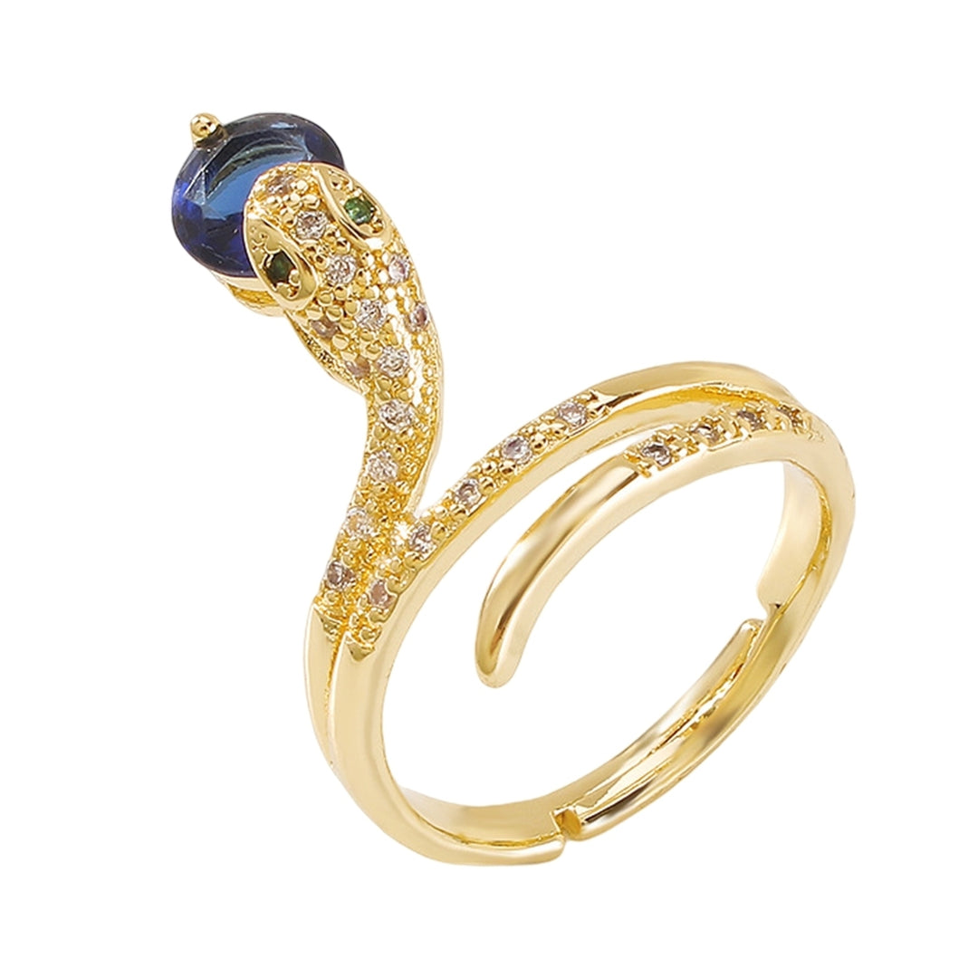 Women Ring Shining Irregular Artistic Geometric Inlaid Snake Shape Finger Ring for Party Image 4