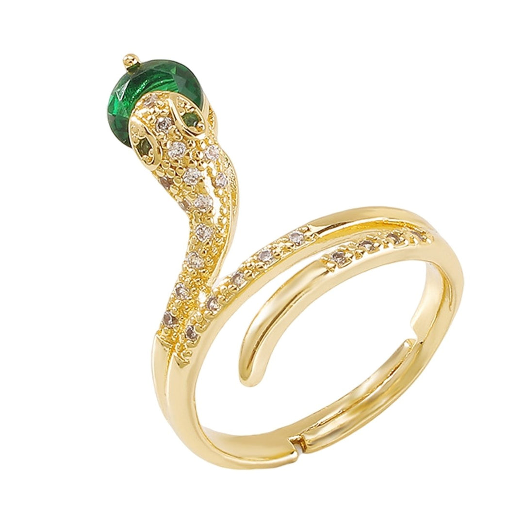 Women Ring Shining Irregular Artistic Geometric Inlaid Snake Shape Finger Ring for Party Image 1