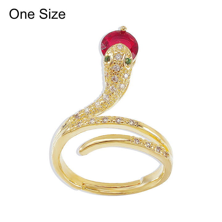 Women Ring Shining Irregular Artistic Geometric Inlaid Snake Shape Finger Ring for Party Image 10