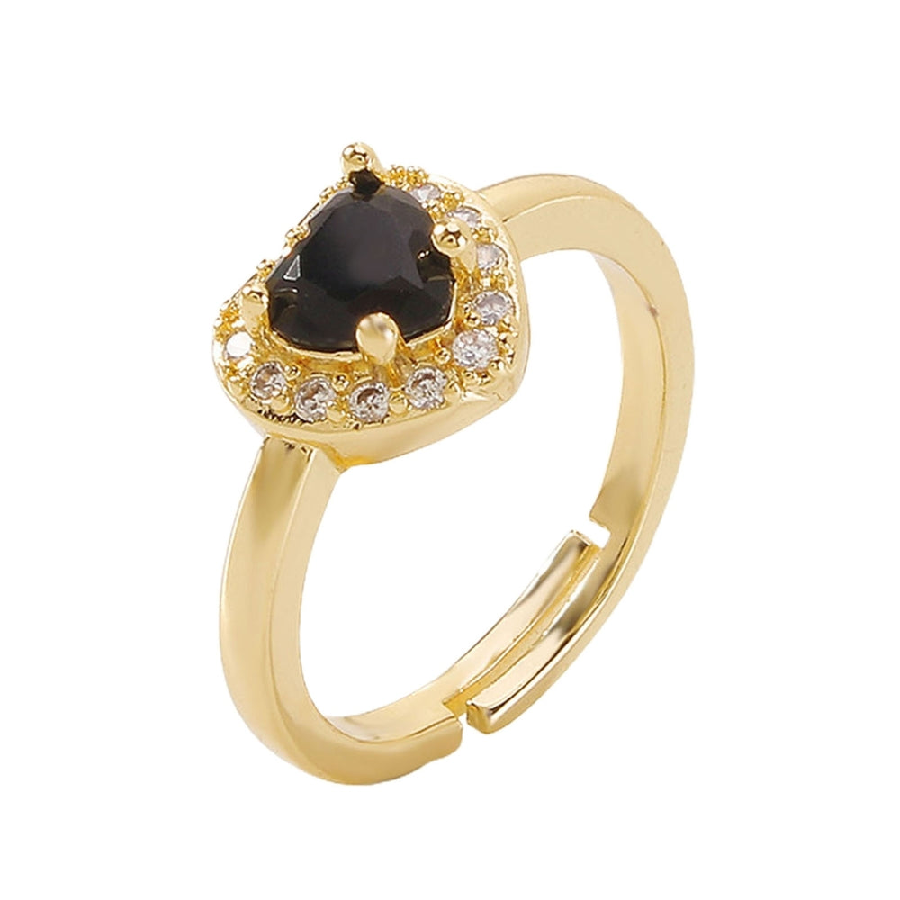 Women Ring Heart Cubic Zirconia Sweet French Style Rhinestones Finger Ring Fashion Jewelry Image 2