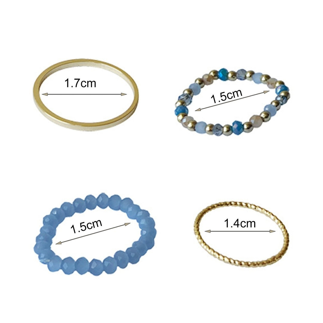 4Pcs Finger Rings Beaded Stackable Blue Ins Style Knuckle Rings for Party Dating Anniversary Image 8