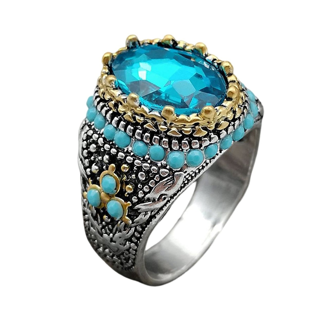 Finger Band Oval-shaped Retro Finger Ring for Party Image 1