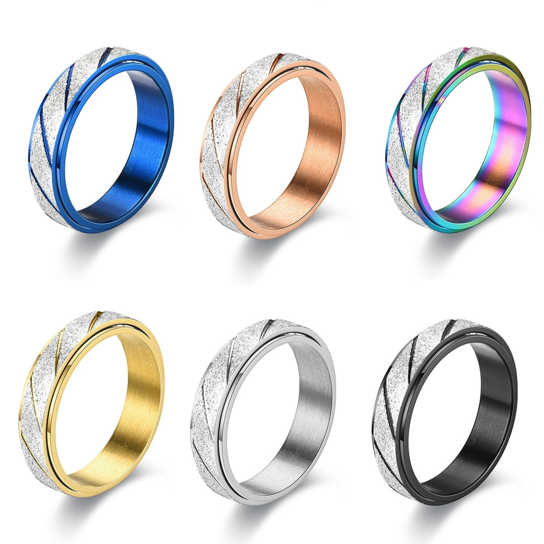 Finger Ring Frosted Slash Line Color Block Men Women Striped Turnable Ring Fashion Jewelry Image 12