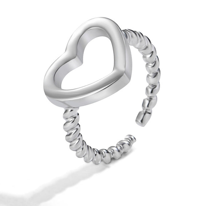 2Pcs Couple Rings Hollow Plated Heart Jewelry Opening Adjustable Finger Rings Valentines Day Gift Image 12