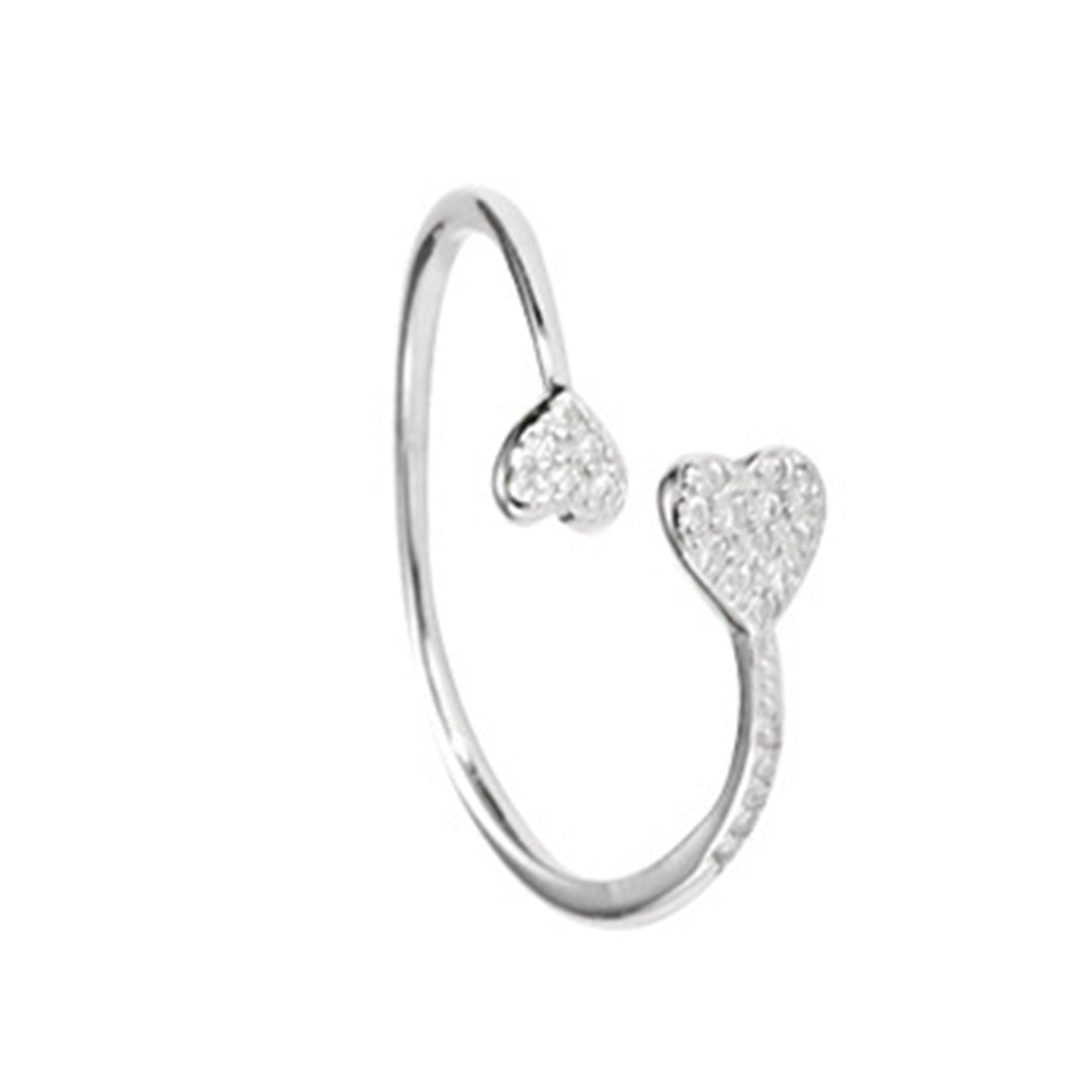 Finger Ring Heart Cubic Zirconia Jewelry Opening Adjustable Finger Ring Valentines Day Gift Image 4