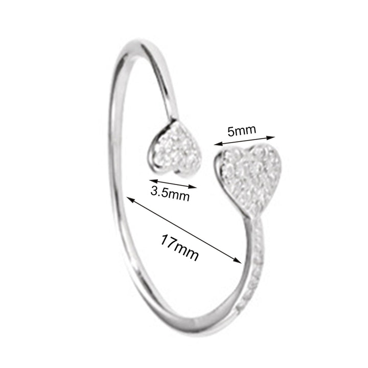 Finger Ring Heart Cubic Zirconia Jewelry Opening Adjustable Finger Ring Valentines Day Gift Image 6