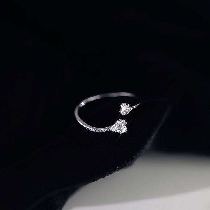 Finger Ring Heart Cubic Zirconia Jewelry Opening Adjustable Finger Ring Valentines Day Gift Image 9