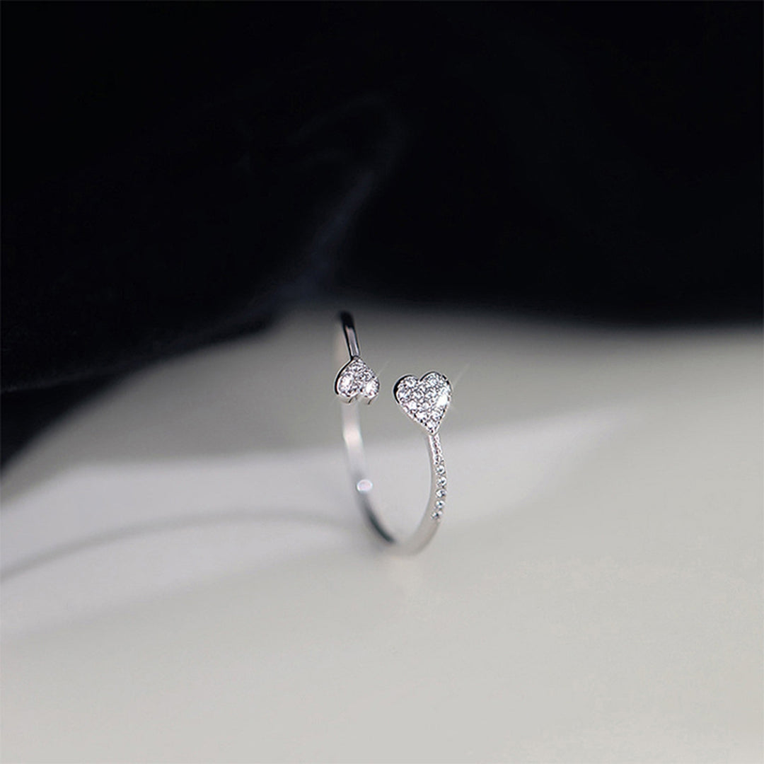 Finger Ring Heart Cubic Zirconia Jewelry Opening Adjustable Finger Ring Valentines Day Gift Image 11