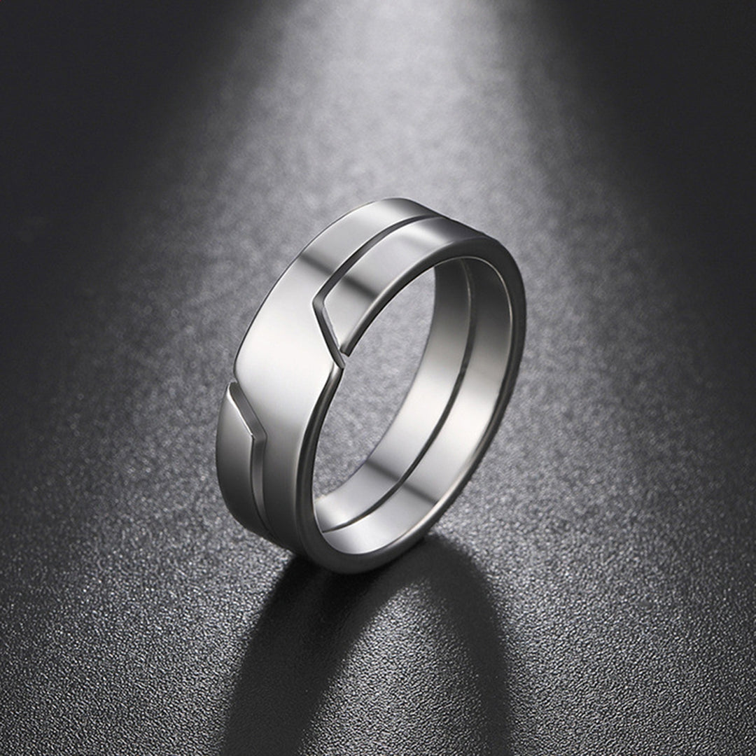 Couple Ring Classic Geometry Glossy Ring for Daily Wear Image 2