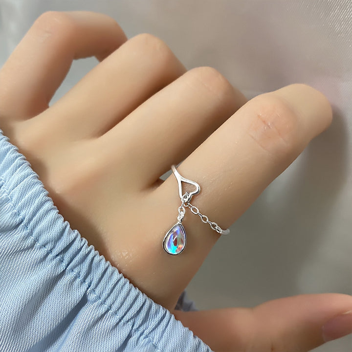 Women Ring Faux Moonstone Geometric Ring for Daily Wear Image 7