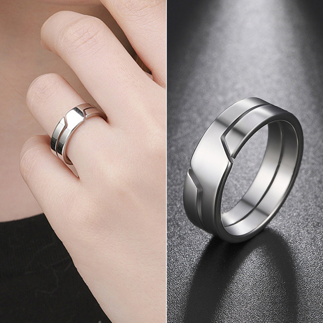 Couple Ring Classic Geometry Glossy Ring for Daily Wear Image 6