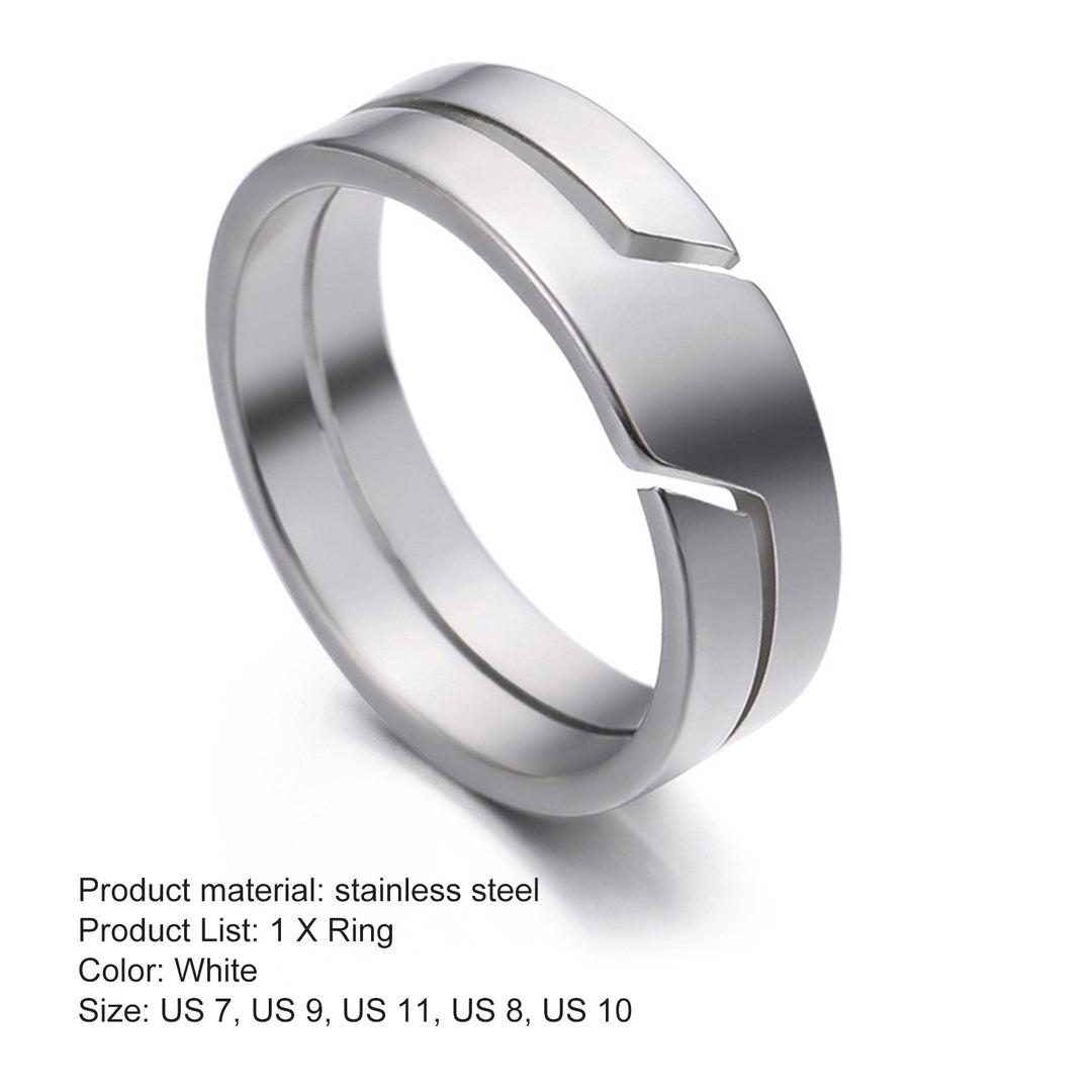 Couple Ring Classic Geometry Glossy Ring for Daily Wear Image 9